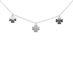 SPECIAL! .21ct G SI 14K White Gold Diamond Clover Style Pendant Necklace 16+2" Ext