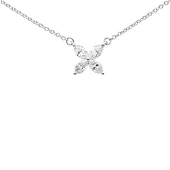 SPECIAL!.39ct G SI 14K White Gold Diamond Marquee Shaped Butterfly Pendant Necklace 18"