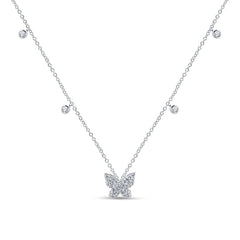 SPECIAL! .21ct G SI 14K White Gold Diamond Butterfly Pendant Necklace 16+2" Ext