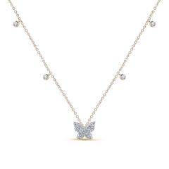 SPECIAL!.22ct G SI 14K Yellow Gold Diamond Butterfly Pendant Necklace 16+2" Ext
