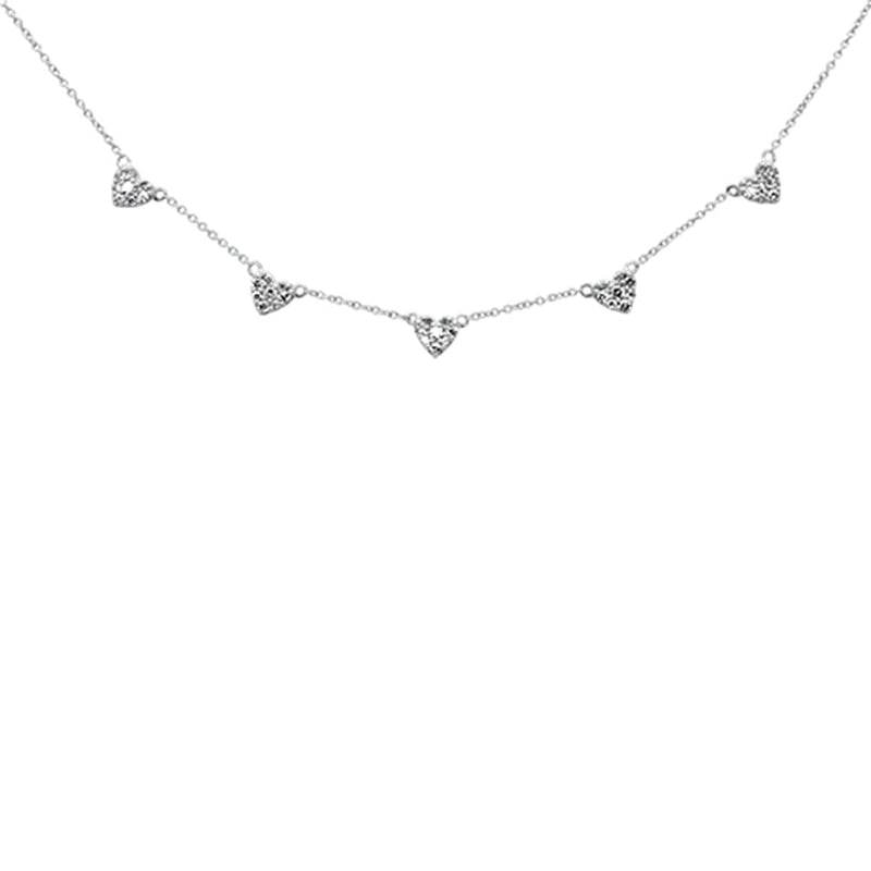 SPECIAL! .36ct G SI 14K White Gold Diamond Heart Shaped Diamond by the Yard Pendant Necklace 16+2" Ext.