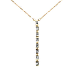 SPECIAL!.28ct G SI 14K Yellow Gold Baguette Diamond Drop Line Pendant Necklace 18" Long
