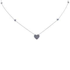 SPECIAL!.66ct G SI 14K White Gold Blue Sapphire Gemstone Heart Pendant Necklace 18"
