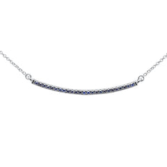 .19ct G SI 14K White Gold Blue Sapphire Gemstone Bar Pendant 18" Long