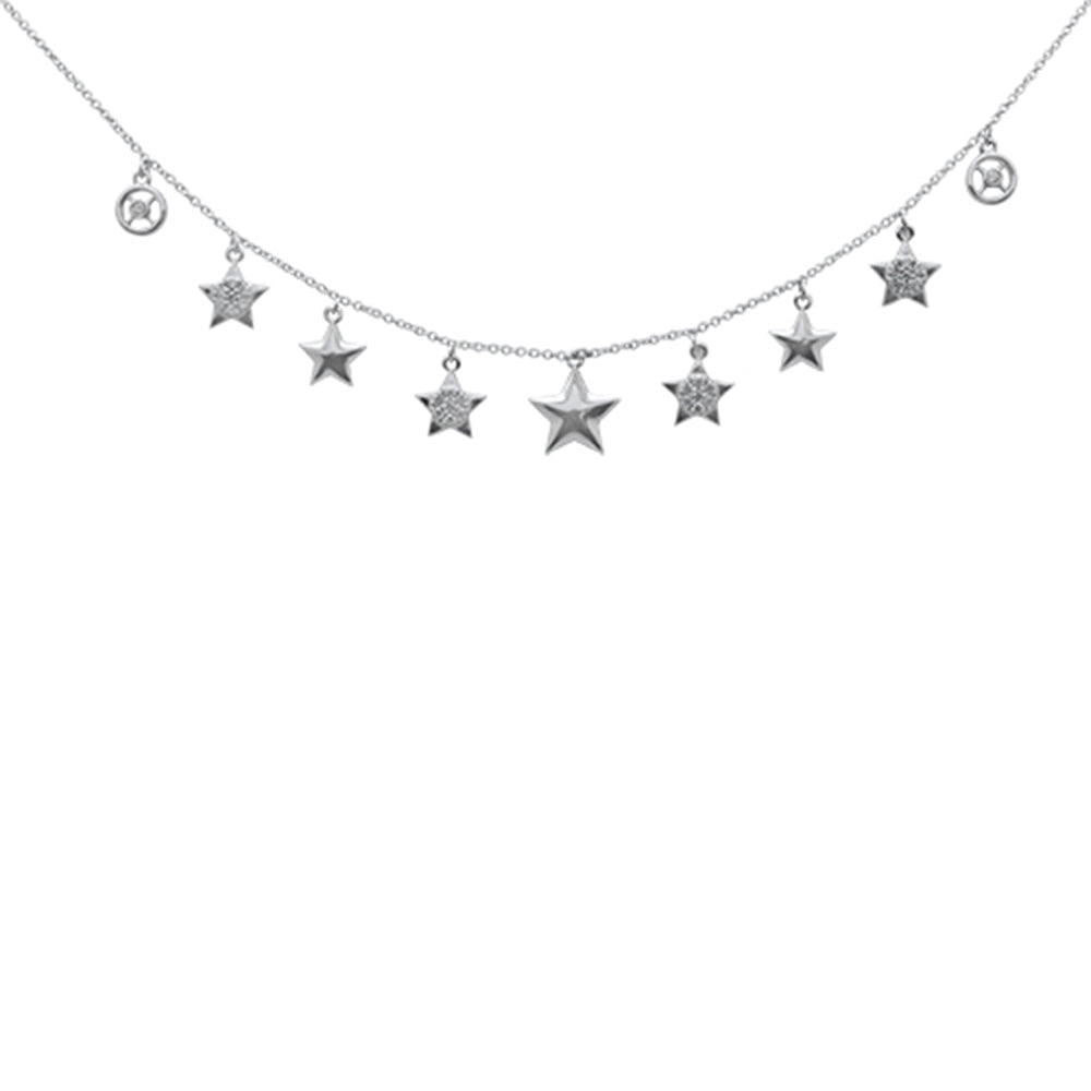DIAMOND CLOSEOUT! .29ct G SI 14K White Gold Diamond Stars Pendant Necklace 16+2" Ext.
