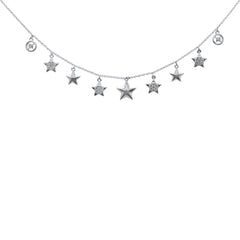 DIAMOND CLOSEOUT! .29ct G SI 14K White Gold Diamond Stars Pendant Necklace 16+2" Ext.