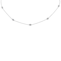SPECIAL! .37ct G SI 14K White Gold Diamond Marquee Shaped Pendant Necklace 16+2" Ext