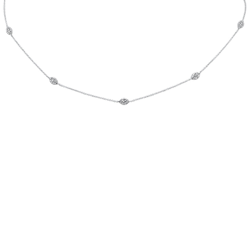 SPECIAL! .37ct G SI 14K White Gold Diamond Marquee Shaped Pendant Necklace 16+2" Ext