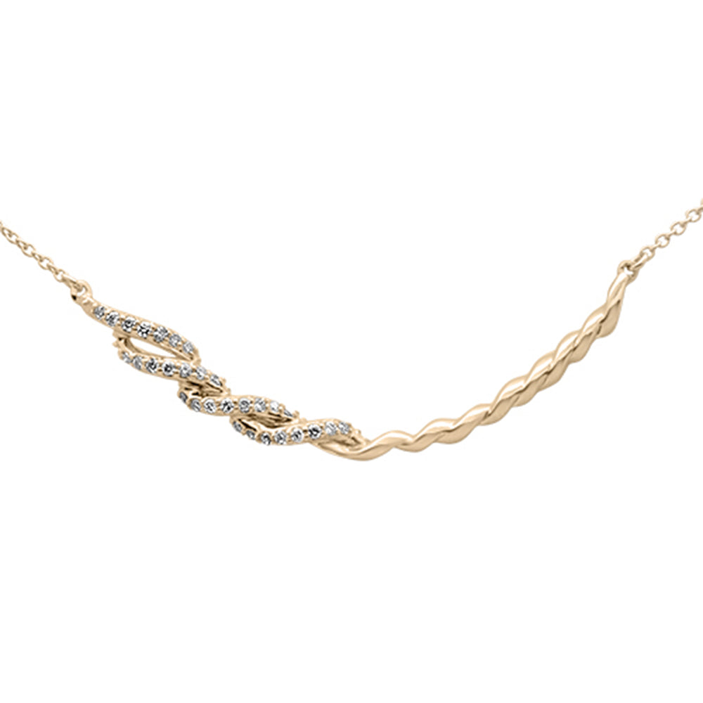 SPECIAL! .15ct G SI 14K Yellow Gold Diamond Curve Bar Pendant Necklace 18" Long