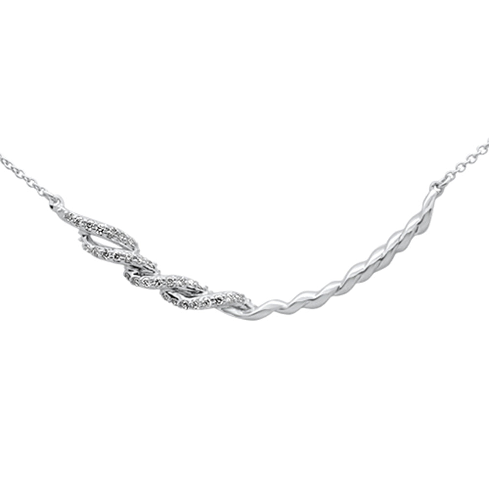 SPECIAL!.15ct G SI 14K White Gold Diamond Curve Bar Pendant Necklace 18" Long