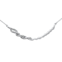 SPECIAL!.15ct G SI 14K White Gold Diamond Curve Bar Pendant Necklace 18" Long