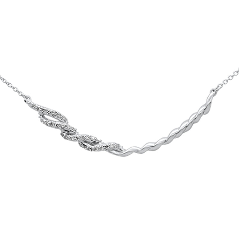 SPECIAL!.15ct G SI 14K White Gold Diamond Curve Bar Pendant Necklace 18" Long
