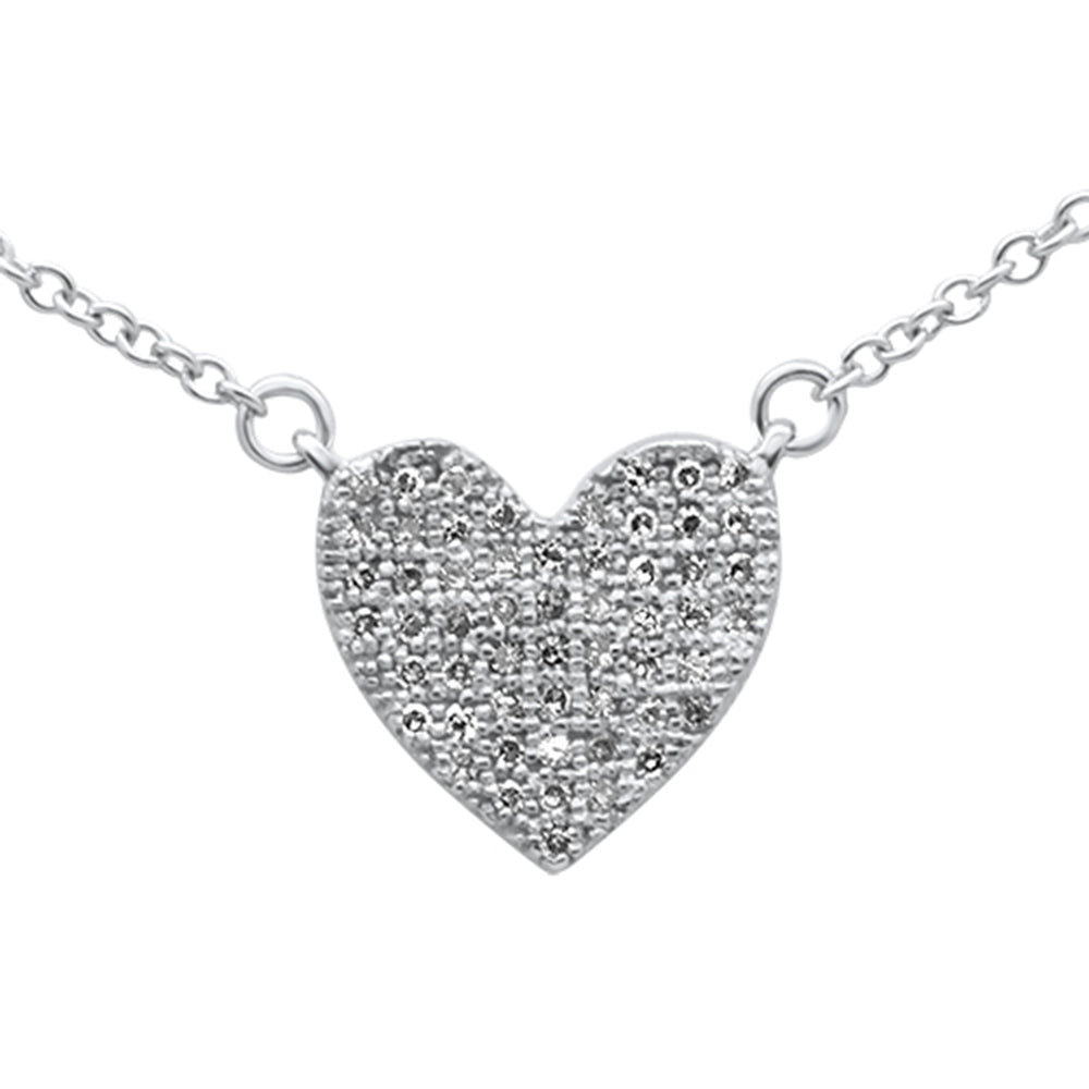 SPECIAL! .10ct G SI 14K White Gold Diamond Heart Pendant Necklace 18" Long