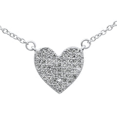 SPECIAL! .10ct G SI 14K White Gold Diamond Heart Pendant Necklace 18" Long