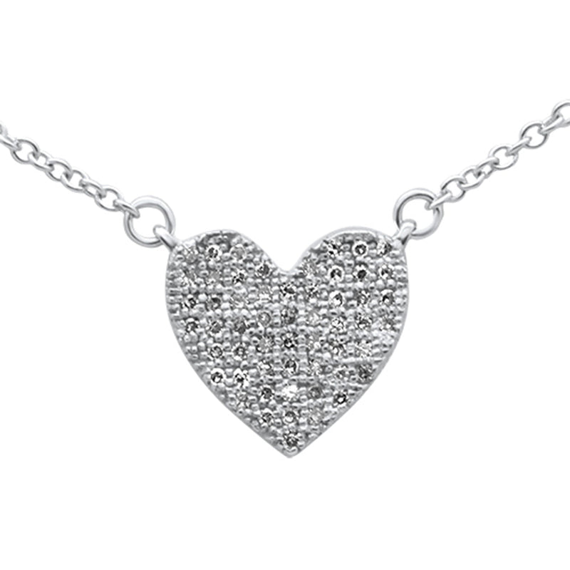 SPECIAL! .10ct G SI 14K White Gold Diamond Heart Pendant Necklace 18" Long
