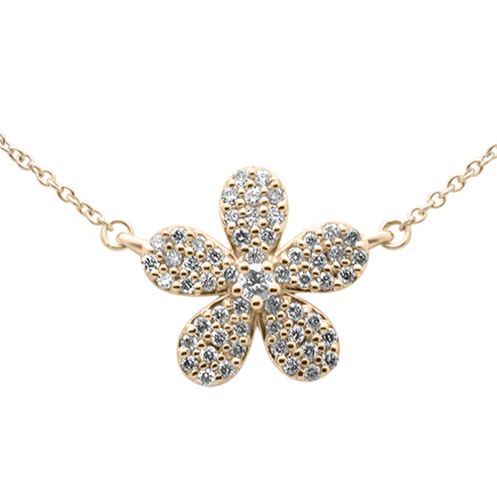SPECIAL! .27ct G SI 14K Yellow Gold Diamond Flower Pendant Necklace 18" Long