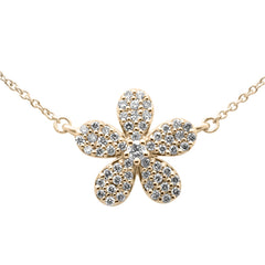 SPECIAL! .27ct G SI 14K Yellow Gold Diamond Flower Pendant Necklace 18" Long