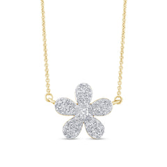 SPECIAL! .27ct G SI 14K Yellow Gold Diamond Flower Pendant Necklace 18" Long