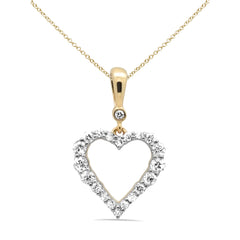 .24ct G SI 14K Yellow Gold Diamond Heart Pendant Necklace 18" Long