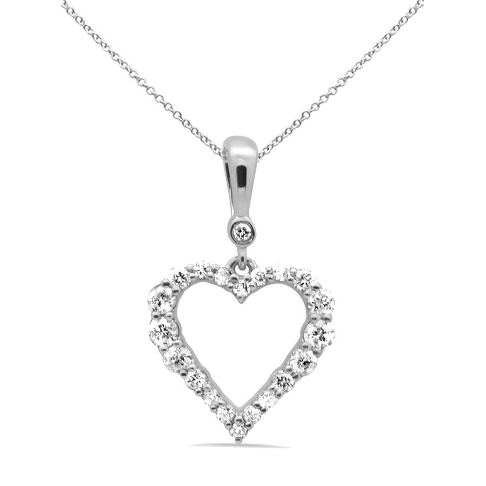 .26ct G SI 14K White Gold Diamond Heart Pendant Necklace 18" Long
