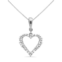 .26ct G SI 14K White Gold Diamond Heart Pendant Necklace 18" Long