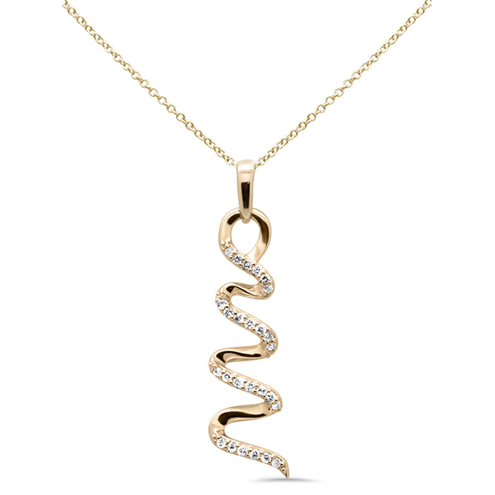SPECIAL! .13ct G SI 14K Yellow Gold Diamond Swirl Pendant Necklace 18" Long
