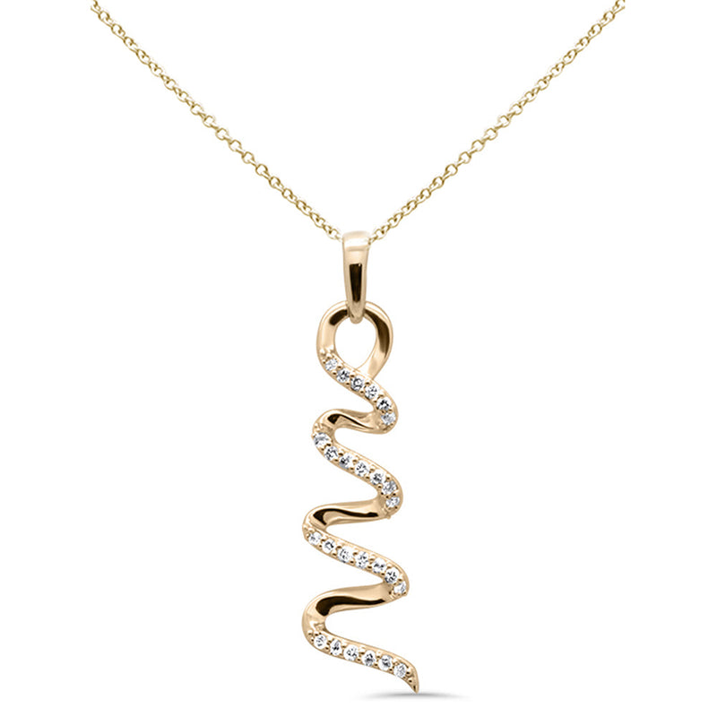 SPECIAL! .13ct G SI 14K Yellow Gold Diamond Swirl Pendant Necklace 18" Long