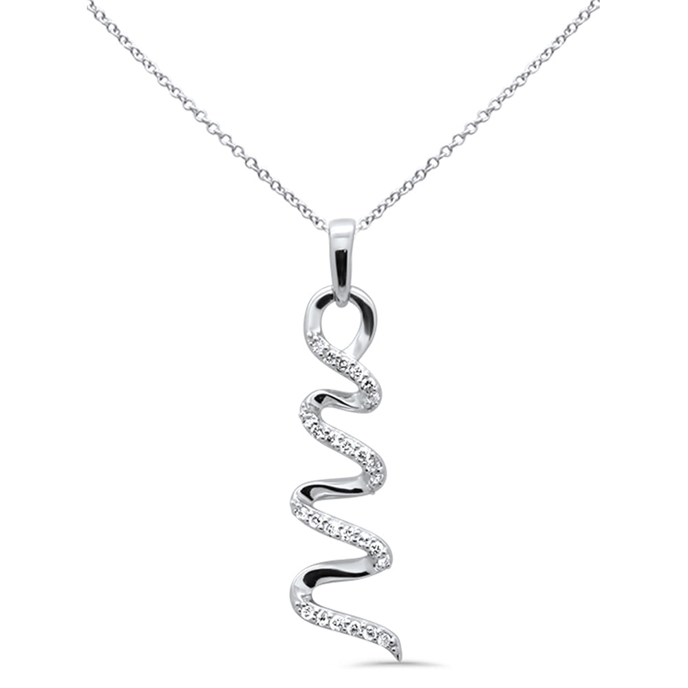 SPECIAL! .13ct G SI 14K White Gold Diamond Swirl Pendant Necklace 18" Long