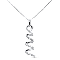 SPECIAL! .13ct G SI 14K White Gold Diamond Swirl Pendant Necklace 18" Long