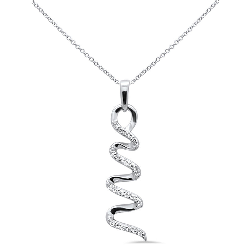 SPECIAL! .13ct G SI 14K White Gold Diamond Swirl Pendant Necklace 18" Long