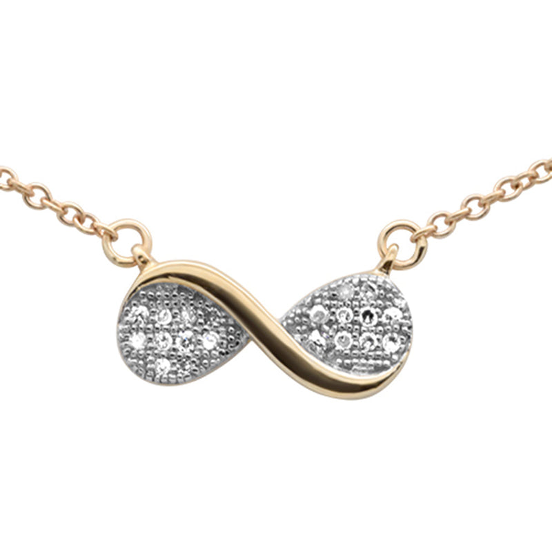 SPECIAL! .05ct G SI 14K Yellow Gold Diamond Infinity Style Pendant Necklace 18" Long