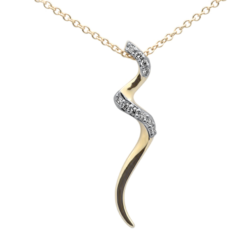 SPECIAL! .05ct G SI 14K Yellow Gold Diamond Swirl Snake Pendant Necklace 18"
