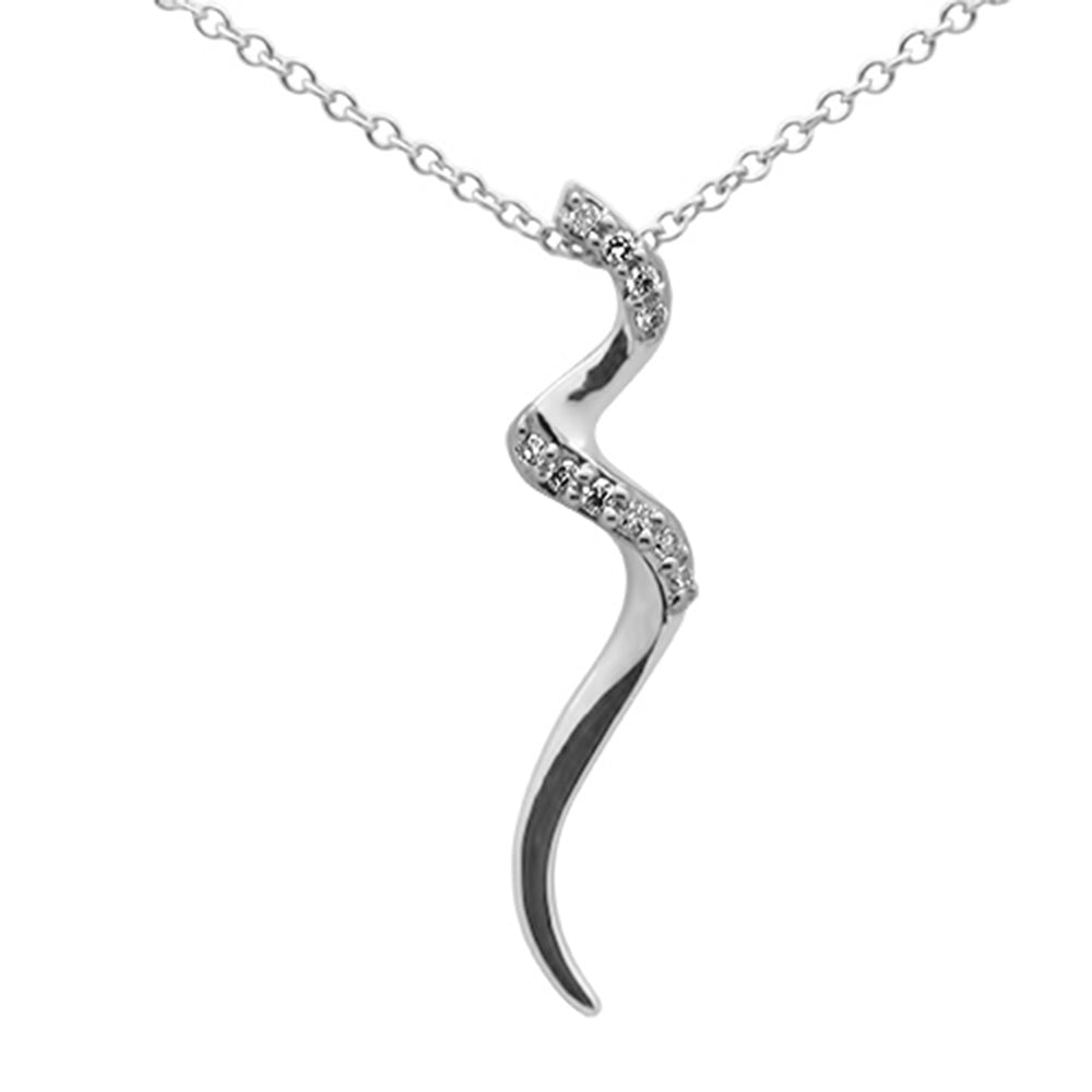 SPECIAL! .05ct G SI 14K White Gold Diamond Swirl Snake Pendant Necklace 18"