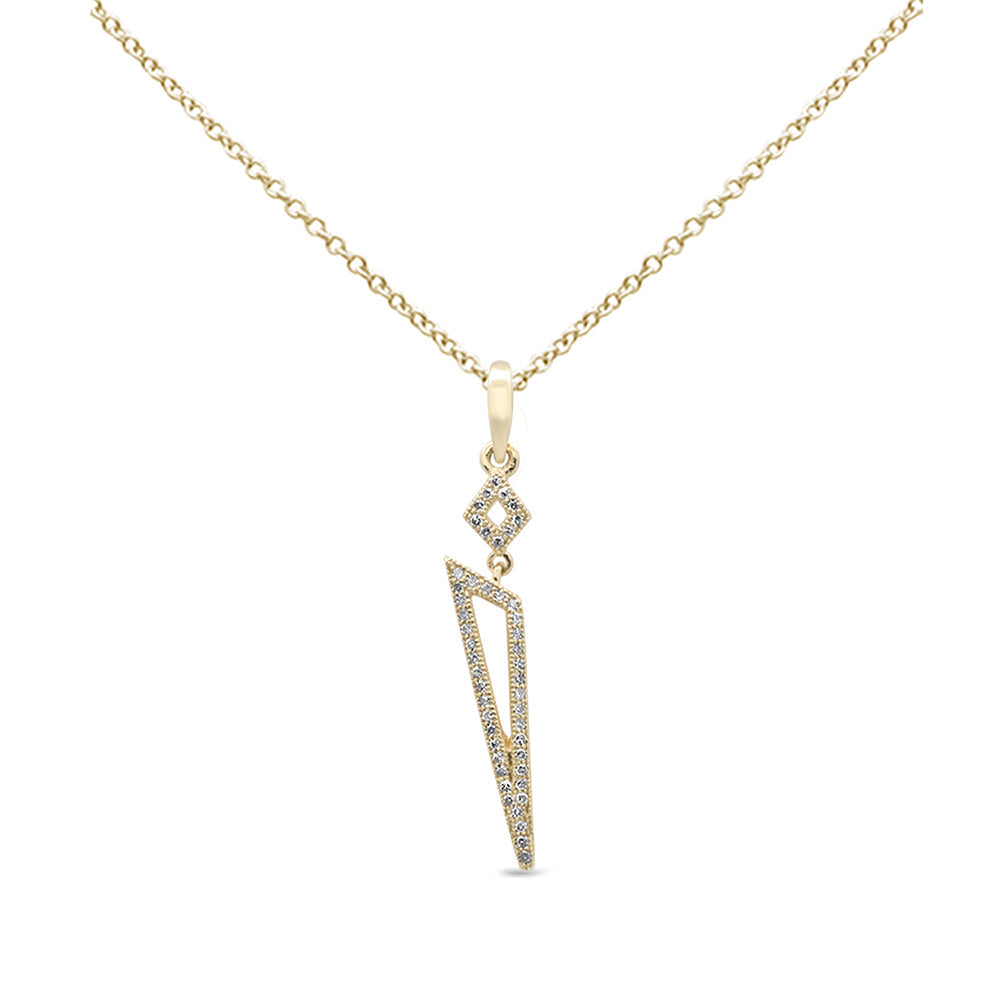 SPECIAL! .14ct G SI 14K Yellow Gold Diamond Triangle Pendant Necklace 18" Long