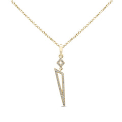 SPECIAL! .14ct G SI 14K Yellow Gold Diamond Triangle Pendant Necklace 18" Long