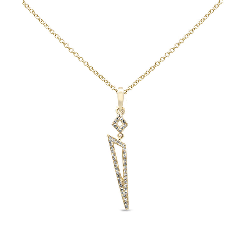 SPECIAL! .14ct G SI 14K Yellow Gold Diamond Triangle Pendant Necklace 18" Long