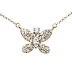 SPECIAL! .36ct G SI 14K Yellow Gold Diamond Butterfly Pendant Necklace 18" Long