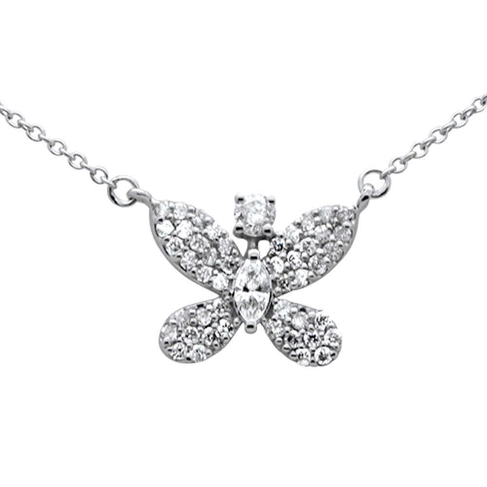 SPECIAL! .37ct G SI 14K White Gold Diamond Butterfly Pendant Necklace 18" Long