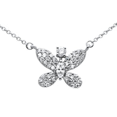 SPECIAL! .37ct G SI 14K White Gold Diamond Butterfly Pendant Necklace 18" Long