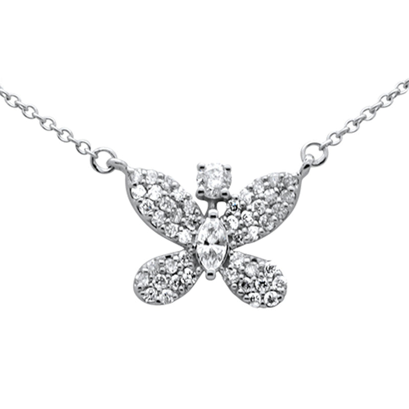 SPECIAL! .37ct G SI 14K White Gold Diamond Butterfly Pendant Necklace 18" Long