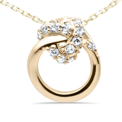 SPECIAL! .21ct G SI 14K Yellow Gold Diamond Knot Style Necklace Pendant 18" Long Chain