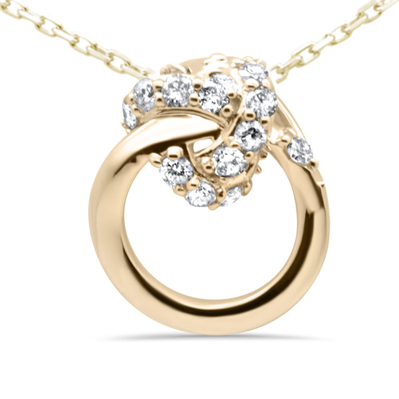 SPECIAL! .21ct G SI 14K Yellow Gold Diamond Knot Style Necklace Pendant 18" Long Chain