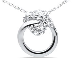 SPECIAL! .22ct G SI 14K White Gold Diamond Knot Style Necklace Pendant 18" Long Chain
