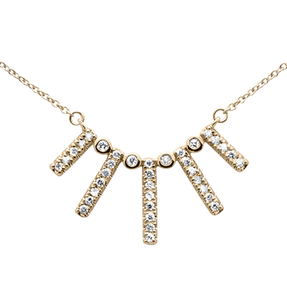SPECIAL! .24ct G SI 14K Yellow Gold Diamond Crown Bar Pendant Necklace 18" Long