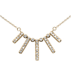 SPECIAL! .24ct G SI 14K Yellow Gold Diamond Crown Bar Pendant Necklace 18" Long