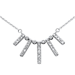 SPECIAL! .24ct G SI 14K White Gold Diamond Crown Bar Pendant Necklace 18" Long