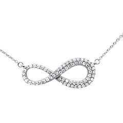 SPECIAL! .33ct G SI 14K White Gold Diamond Infinity Style Pendant Necklace 18" Long