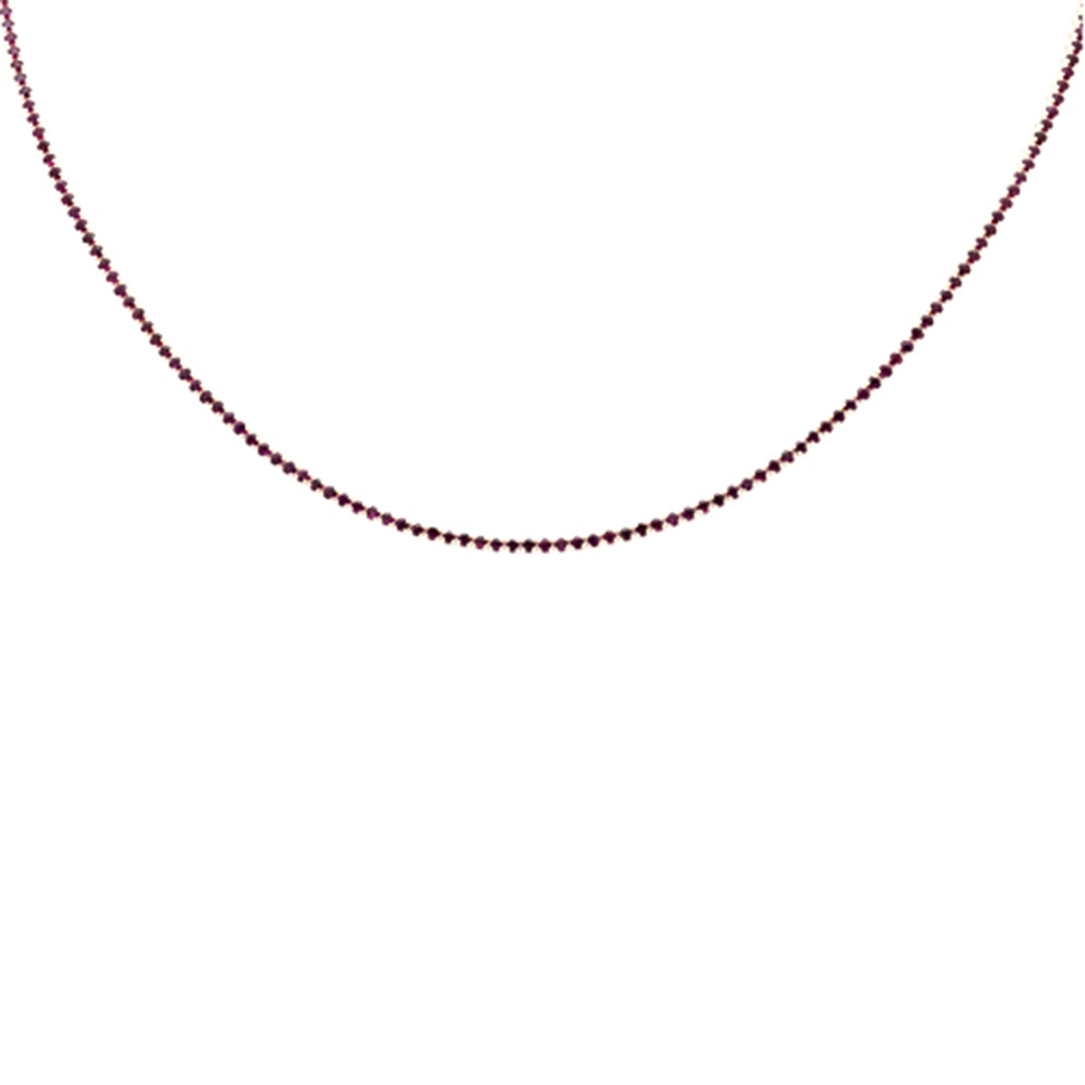 SPECIAL! 3.23ct 14K Yellow Gold Ruby Gemstones Tennis Necklace 14"+2" Long Adjustable