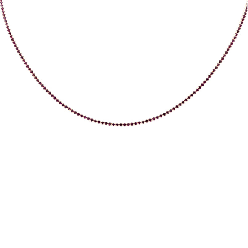 SPECIAL! 4.05ct 14K Rose Gold Ruby Gemstones Tennis Necklace 14"+2" Long Adjustable