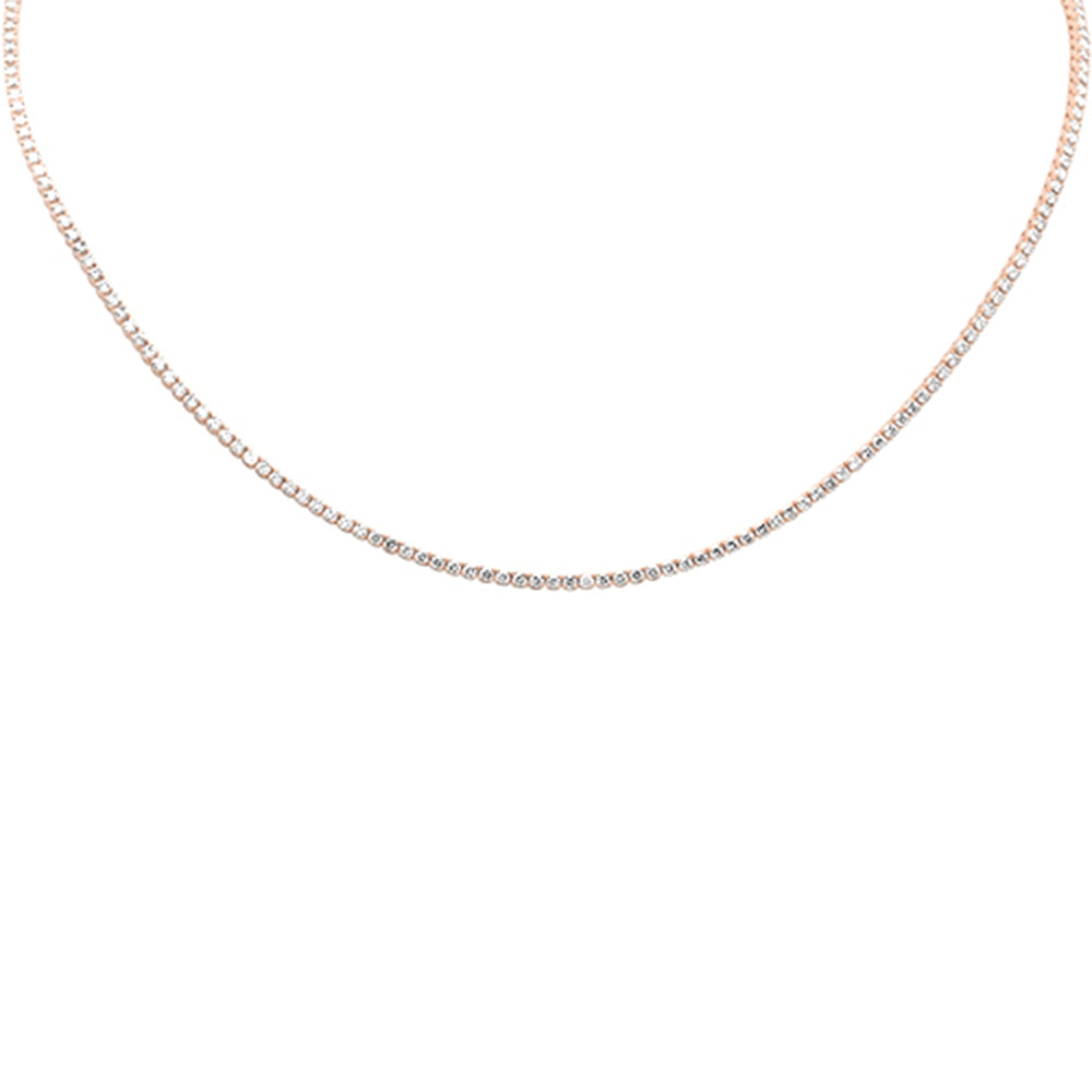 SPECIAL! 3.10ct G SI 14K Rose Gold Adjustable Tennis Necklace 14"+2" Long